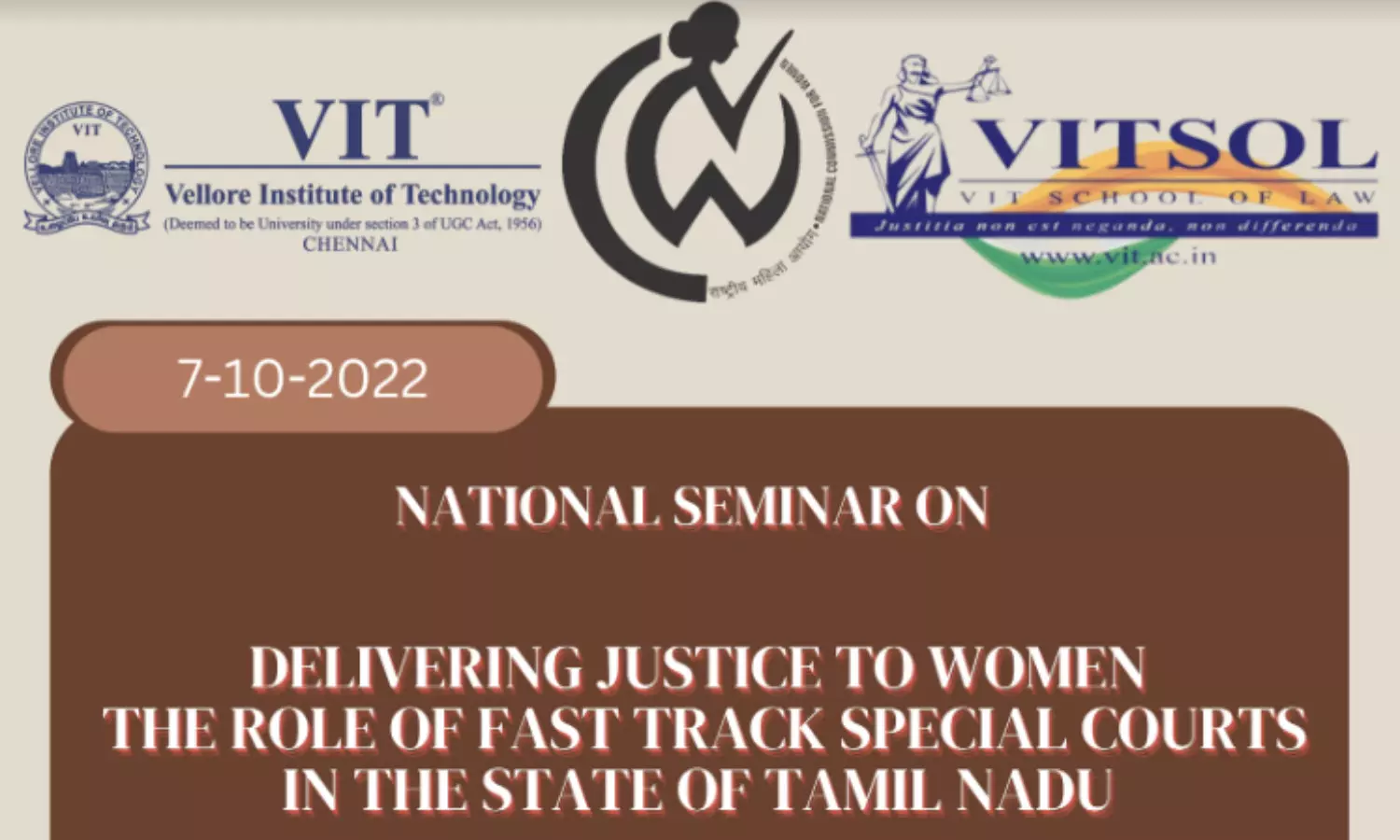 National Seminar on Delivering Justice to Women | The Role of Fast track special courts in the state of Tamil Nadu | 7th October, 2022