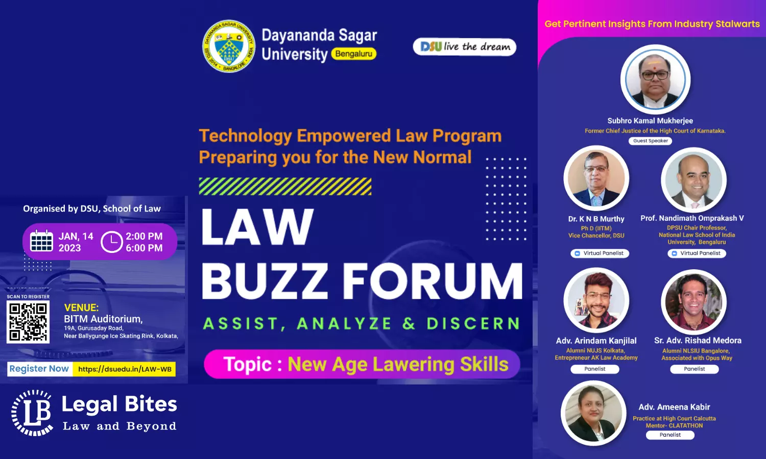 Law Buzz Forum on “New Age Lawyering Skills” | Dayananda Sagar University | 14th Jan at Kolkata