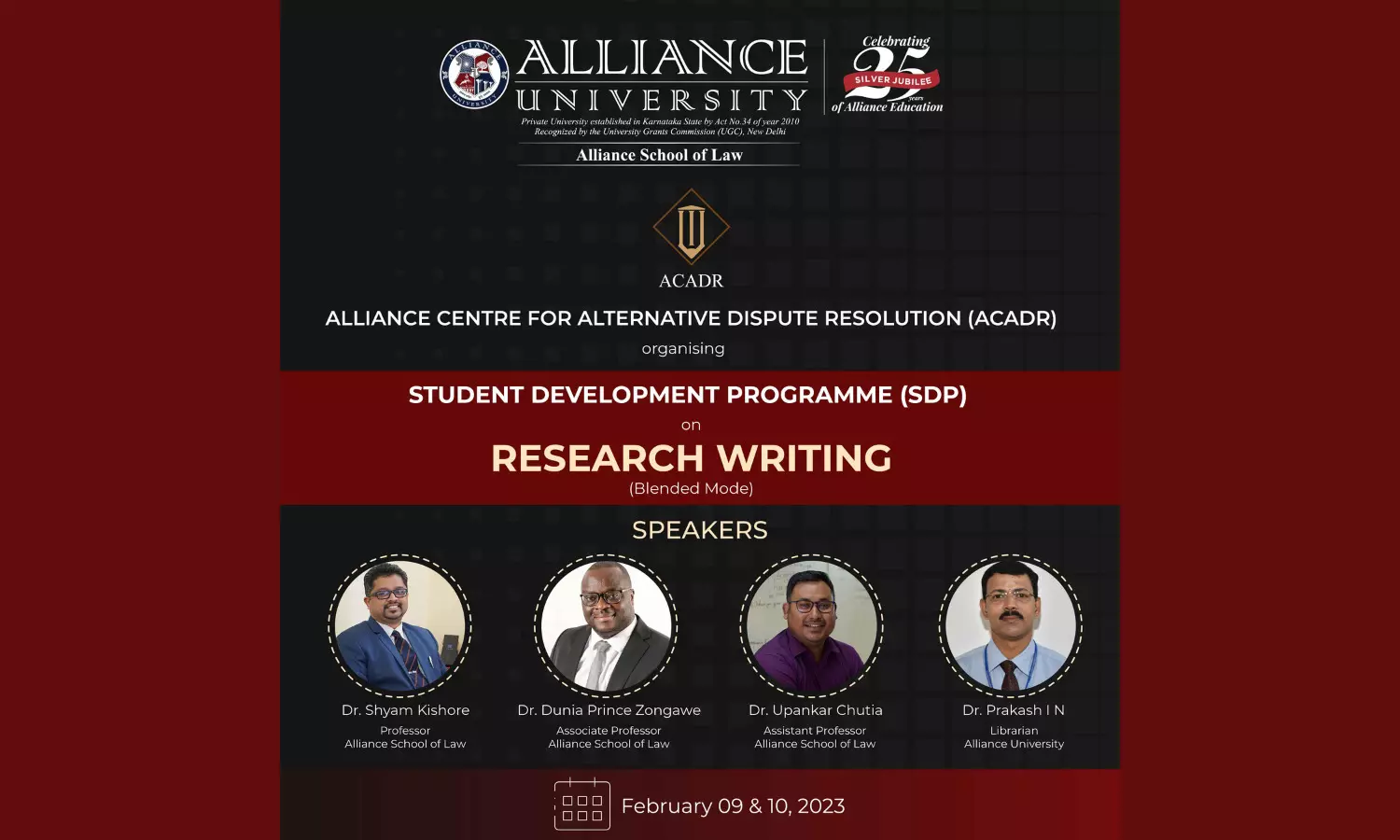 ACADR Student Development Programme (SDP) on Research Writing | 09th & 10th Feb 2023 | Blended Mode