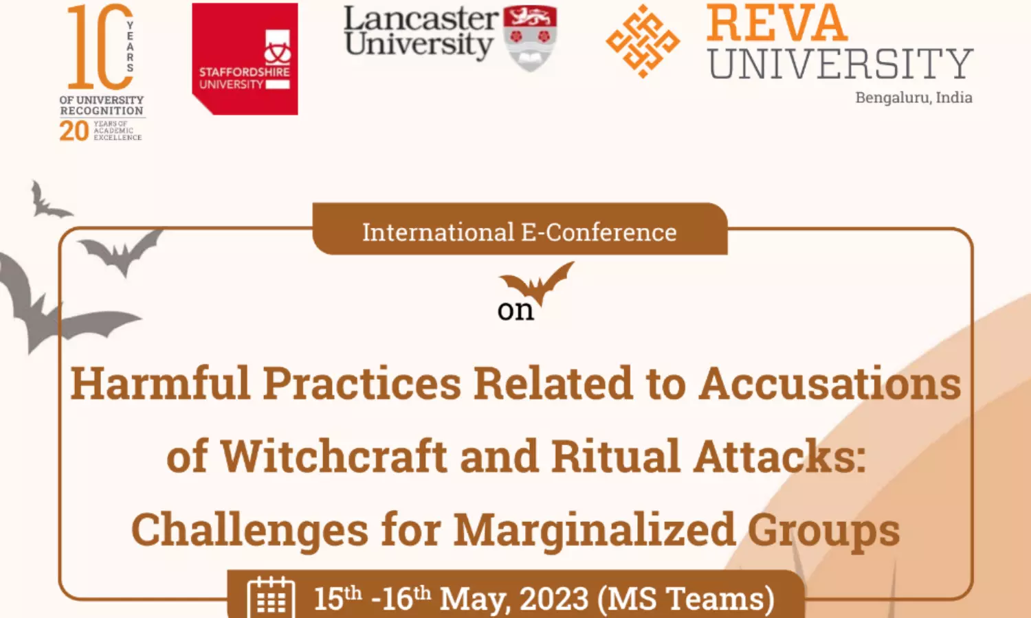 International Conference on Harmful Practices Related to Accusations of Witchcraft and Ritual Attacks: Challenges for Marginalized Groups | Online | REVA University | 15th - 16th May 2023.
