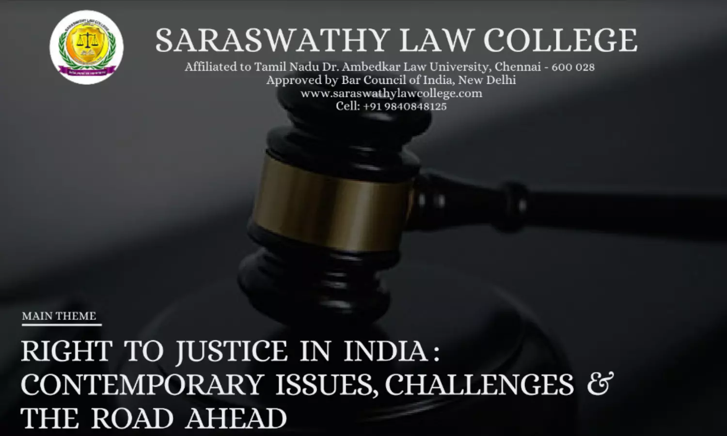 Call for Papers | One Day National Conference on Right to Justice in India | Saraswathy Law College | Submit by 15 March 2023