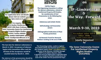 Call for Paper | International Conference on IP 2023 - Limitations & the Way Forward | IUCIPRS | Cochin University Of Science And Technology
