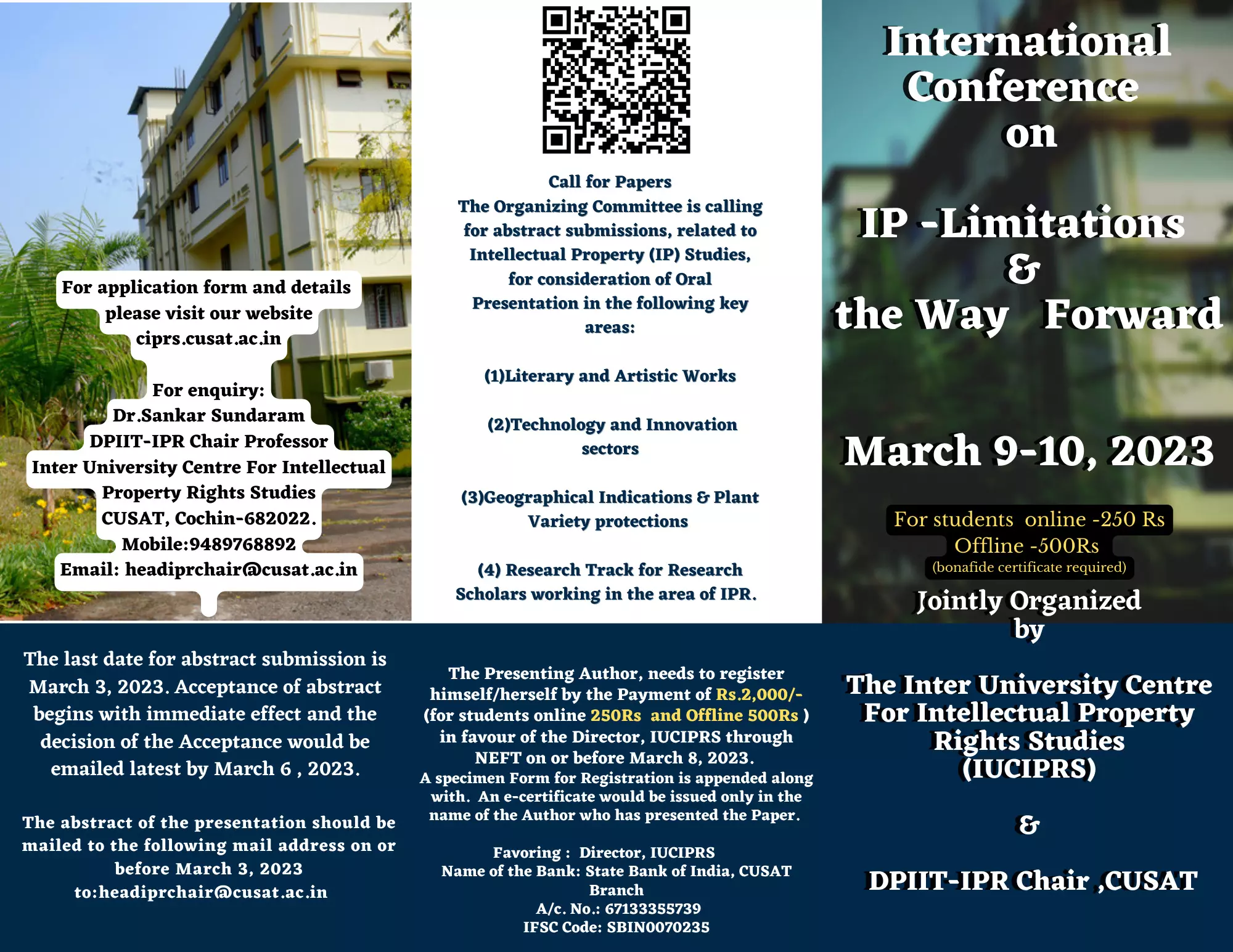 Call for Paper | International Conference on IP 2023 - Limitations & the Way Forward | IUCIPRS | Cochin University Of Science And Technology
