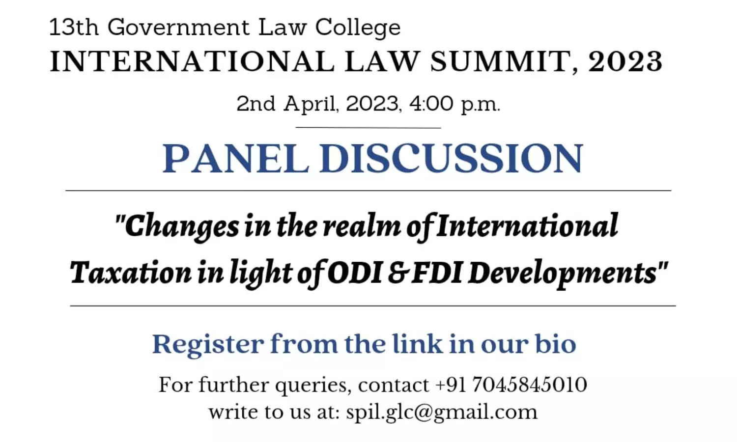 Panel Discussion on Changes in the realm of International Taxation in light of ODI and FDI developments | SPIL, Mumbai | 2nd April 2023