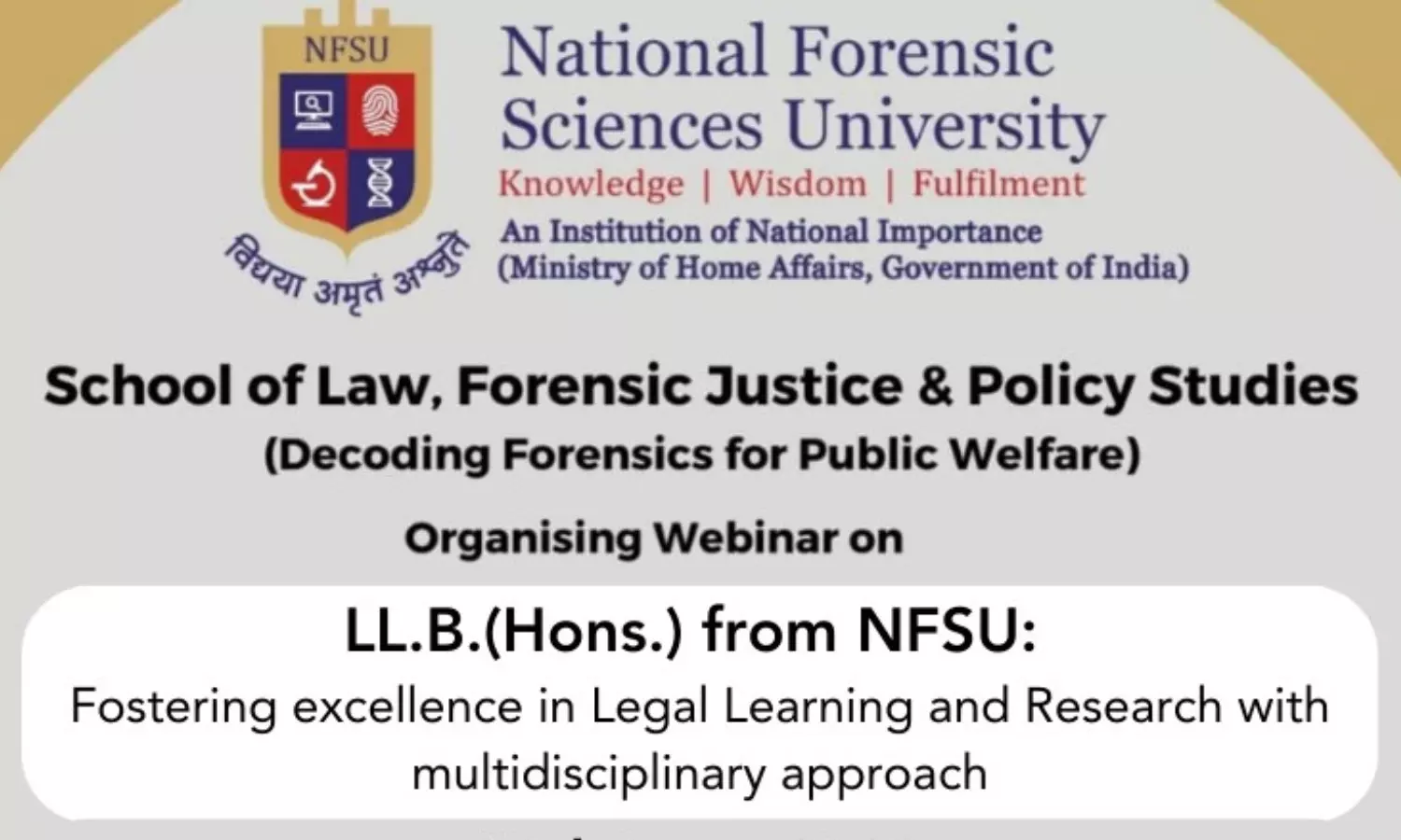 Webinar on LLB Hons from NFSU | National Forensic Sciences University