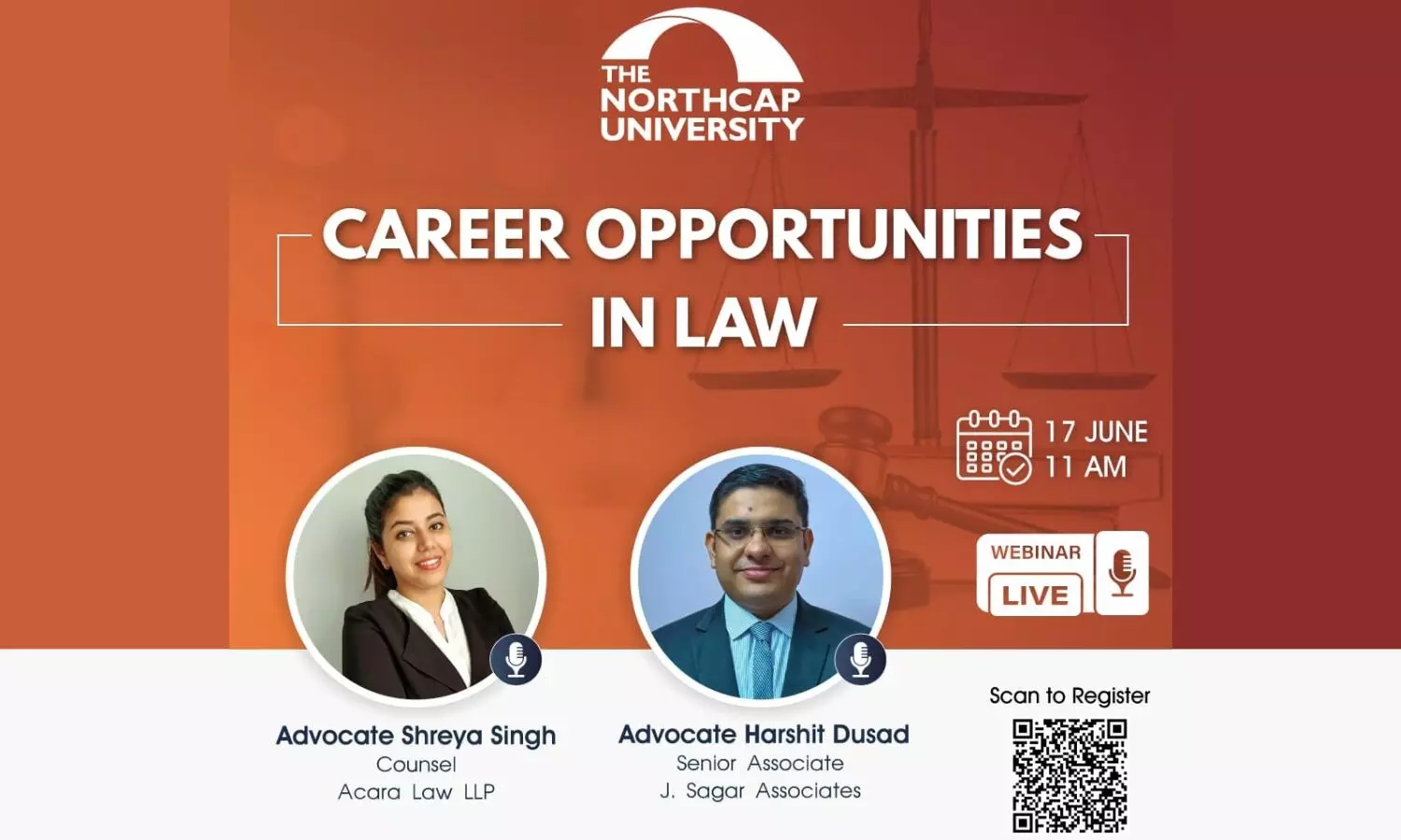 Webinar on Career Opportunities in Law The Northcap University Gurugram