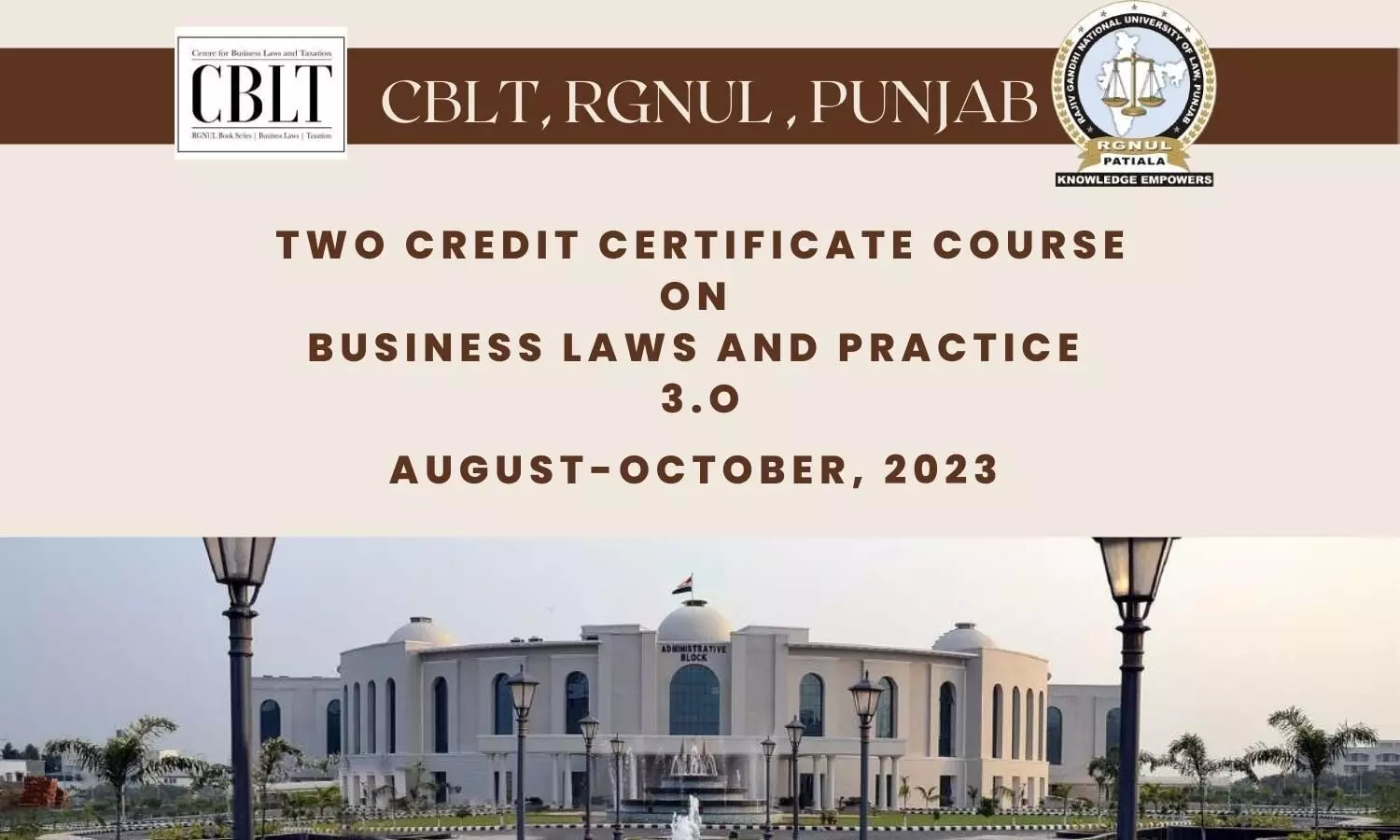 Certificate Course on Business Laws and Practice 3.O  RGNUL