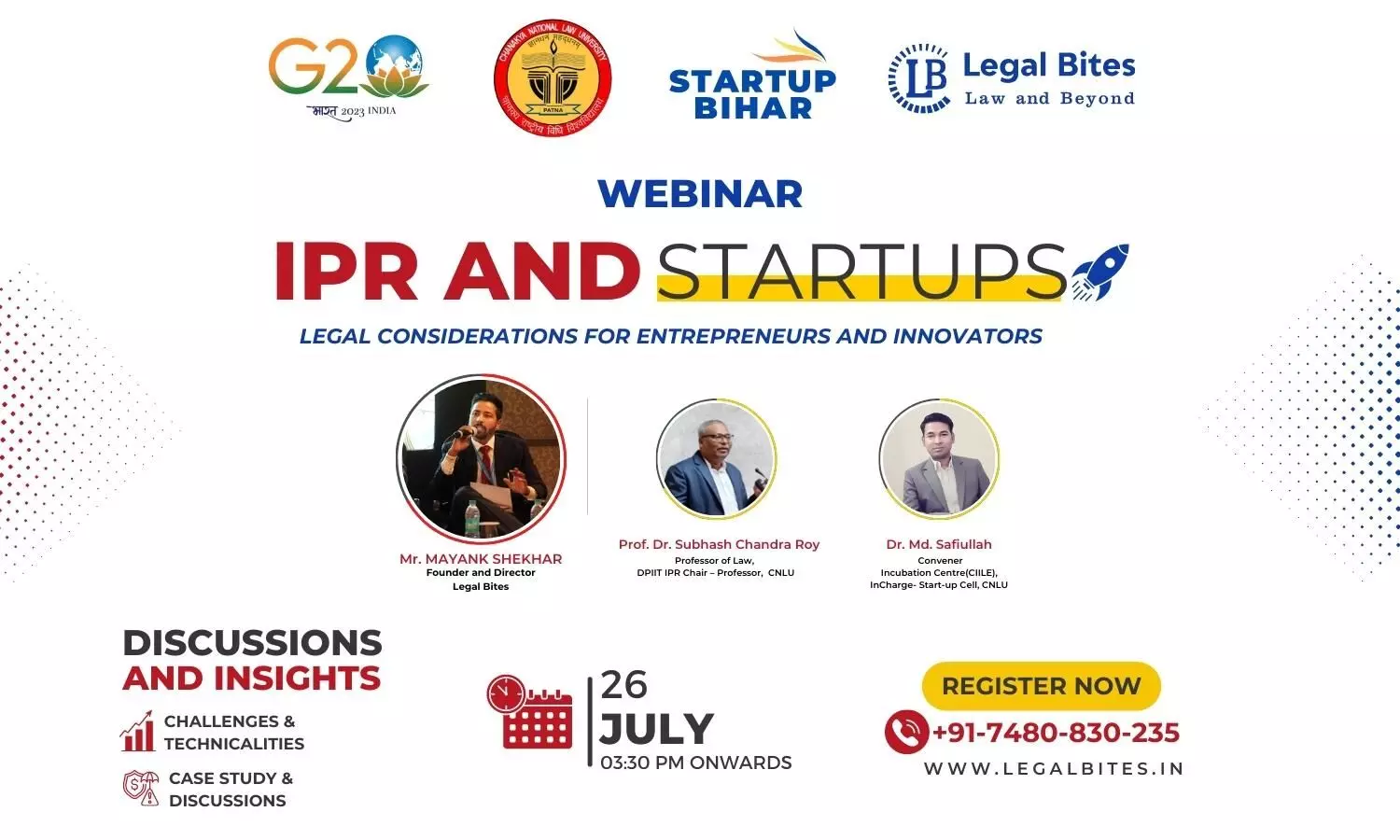 Webinar on IPR and Startups: Legal Considerations for Entrepreneurs and Innovators | CIILE & Startup Cell, CNLU