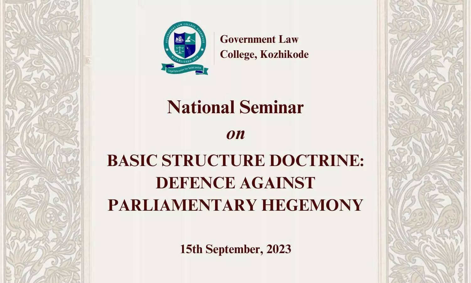Call for Papers: National Seminar on Basic Structure Doctrine | Government Law College Kozhikode