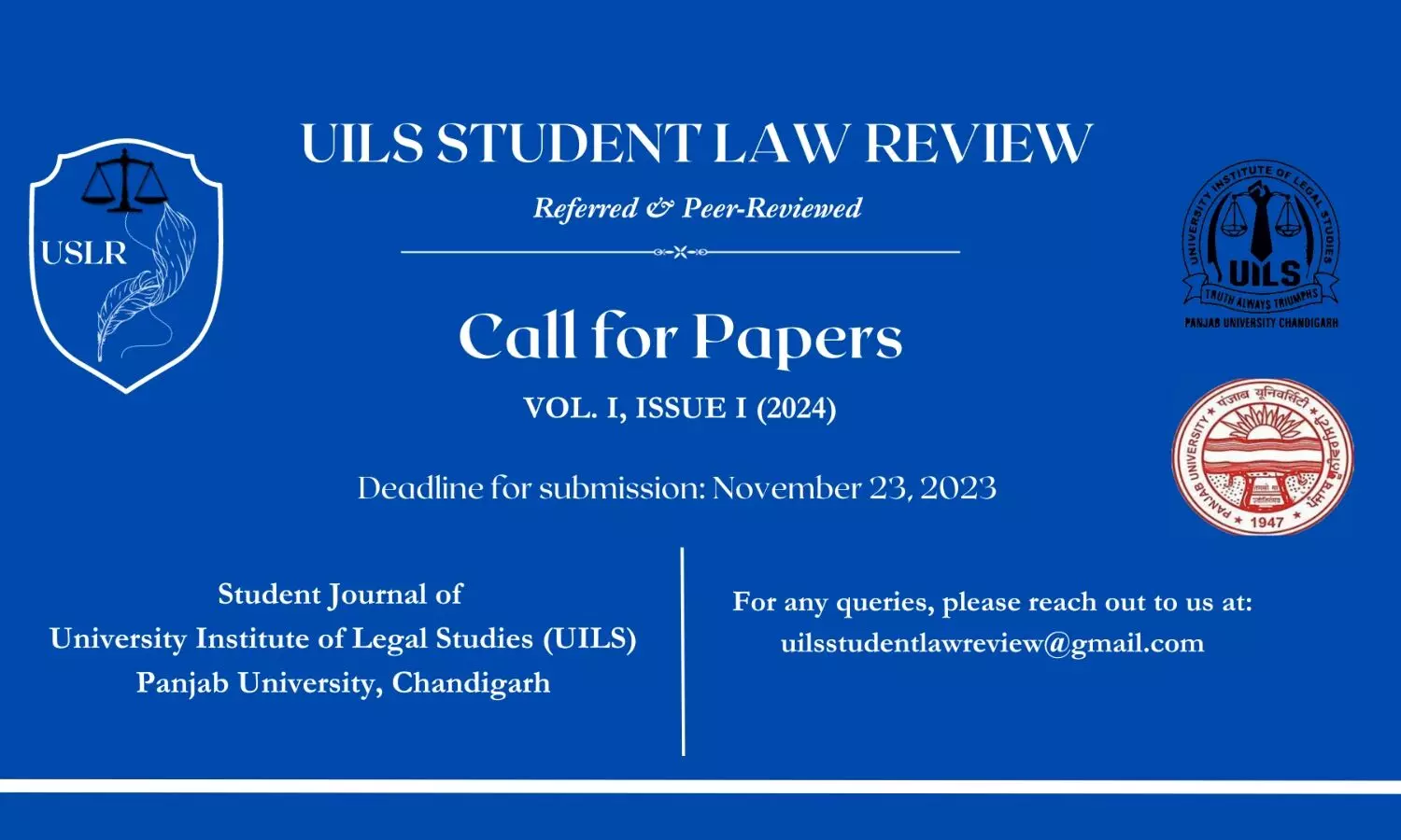 Call for Papers UILS Student Law Review Volume I Issue I 2024  Panjab University