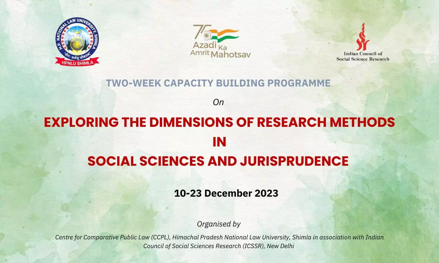 Capacity Building Programme on Exploring the Dimensions of Research Methods | HPNLU Shimla
