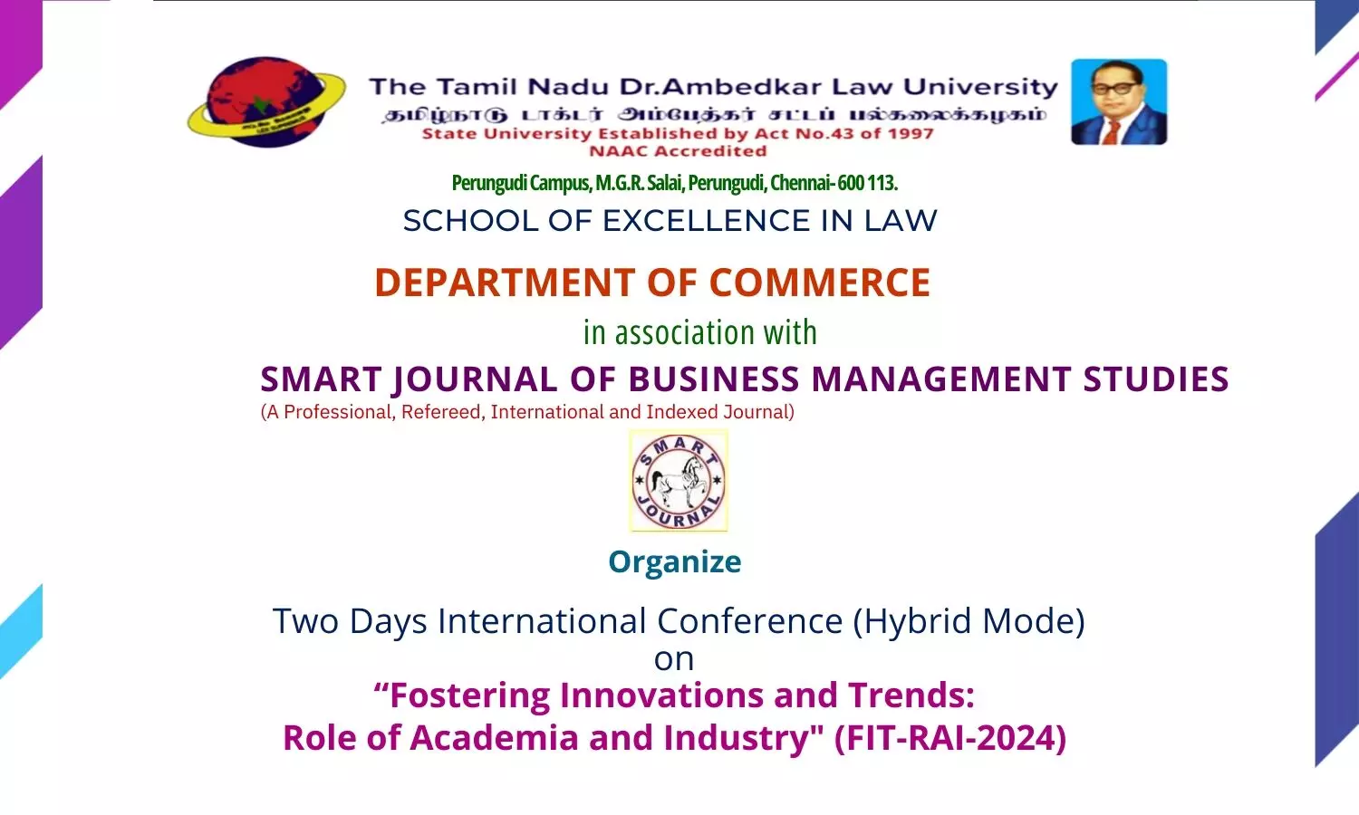 Conference on Fostering Innovations and Trends | School of Excellence in Law, TNDALU