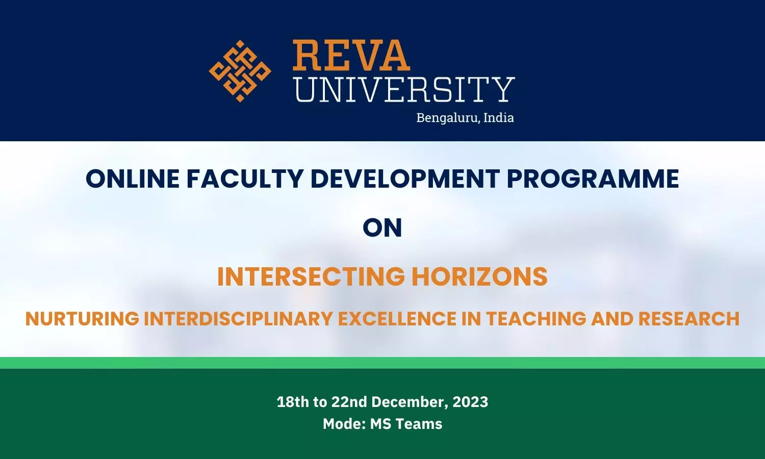 FDP on Intersecting Horizons: Nurturing Interdisciplinary Excellence in Teaching and Research | REVA University