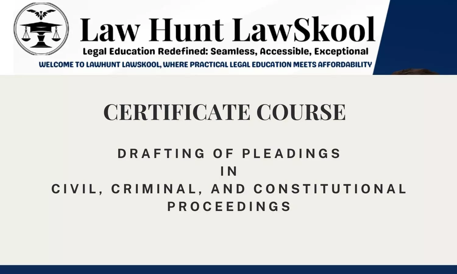 Course on Drafting of Pleadings in Civil, Criminal, and Constitutional Proceedings | LawHunt