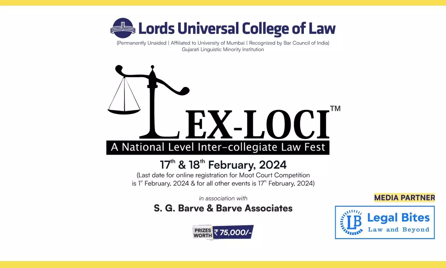 National Law Fest Lex Loci  Lords Universal College of Law [Prizes Worth upto 75k]