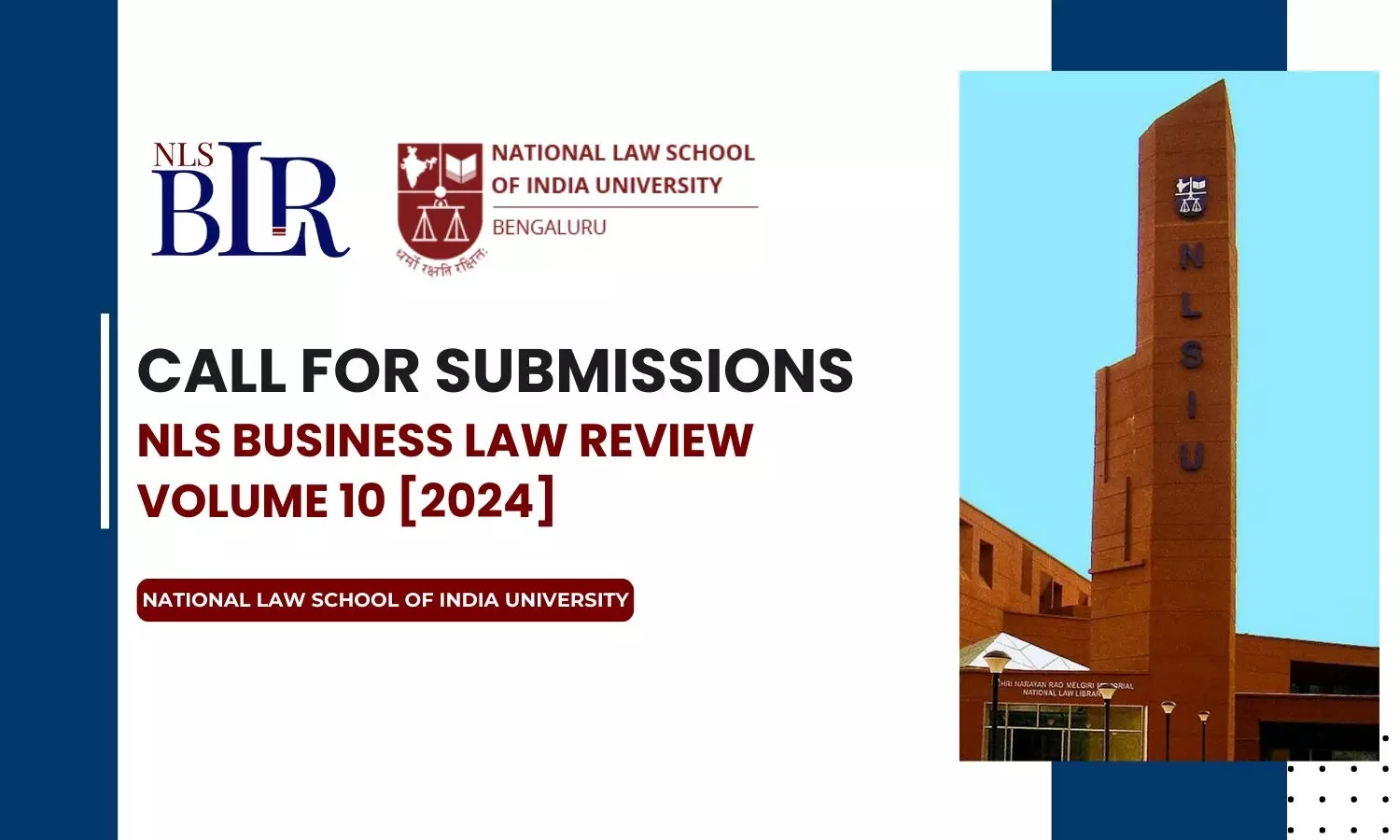Call for Submissions NLS Business Law Review Volume 10 2024  NLSIU, Bangalore