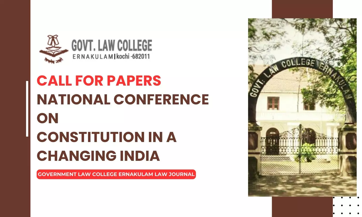 Call for Papers National Conference on Constitution in a Changing India  GLC Ernakulam