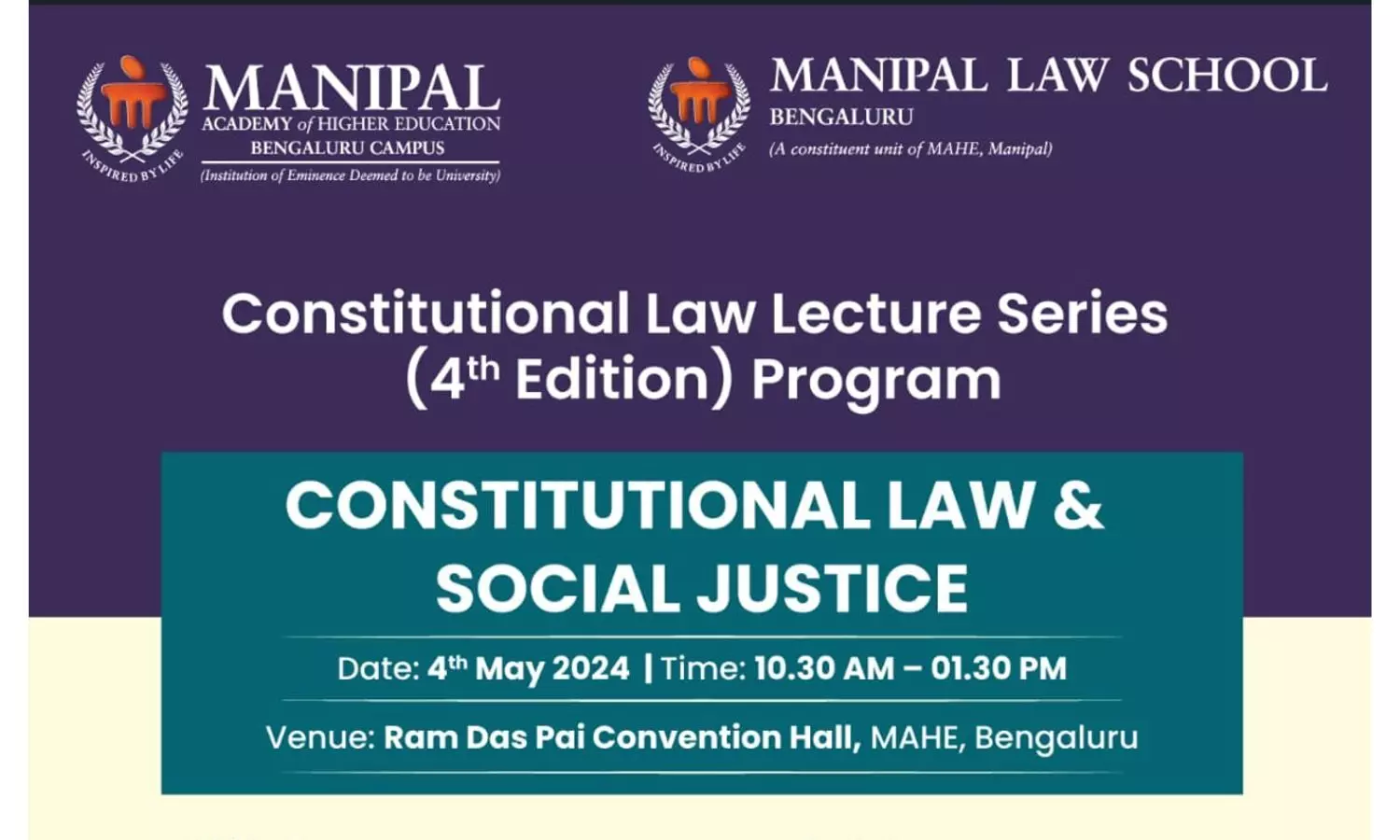 Constitutional Law Lecture Series (4th Edition) Prog -2024 | Manipal Law School, (MAHE) Bengaluru