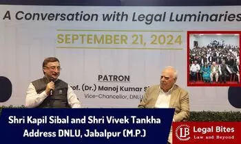 Distinguished Legal Luminaries Shri Kapil Sibal and Shri Vivek Tankha Address Dharmashastra National Law University, Jabalpur (M.P.) Distinguished Legal Luminaries Shri Kapil Sibal and Shri Vivek Tankha Address Dharmashastra National Law University, Jabalpur (M.P.)