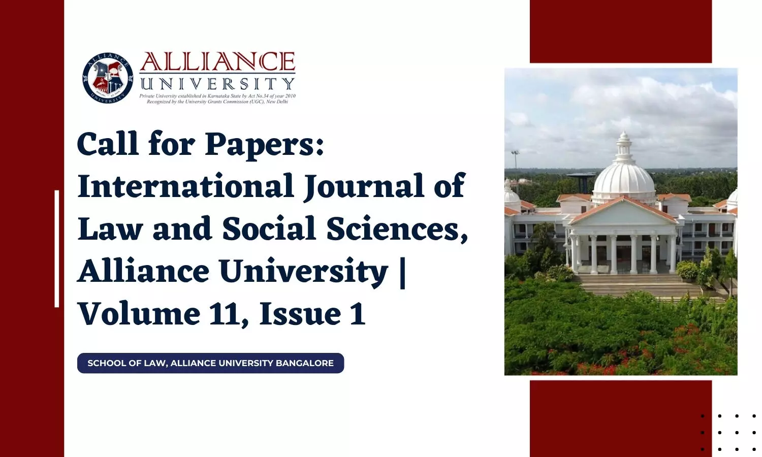 Call for Papers: International Journal of Law and Social Sciences, Alliance University | Volume 11, Issue 1 Call for Papers International Journal of Law and Social Sciences, Alliance University Volume 11, Issue 1