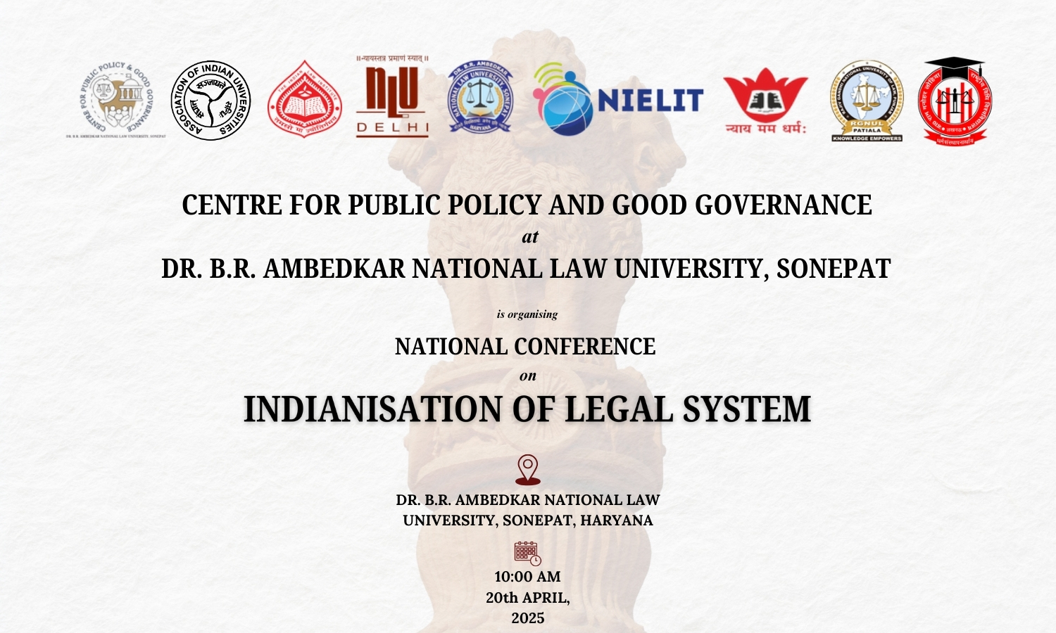 Call for Papers National Conference on Indianisation of Legal System  Dr. B.R. Ambedkar National Law University, Sonepat