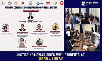 Justice Kotiswar Dines with Students in Hostel Mess, Emphasizes Empathy and Indianisation of Legal System at National Conference at DBRANLU, Sonepat