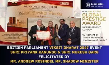 Shri Priyank Kanungo and Shri Mukesh Garg Honoured with Global Prestige Award 2025 at British Parliament for Contributions to Viksit Bharat 2047 | By Mr. Andrew Rosindel MP