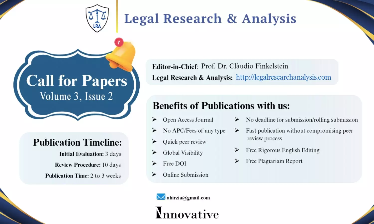 Call for Papers Legal Research & Analysis Journal Volume 3 Issue 2 Call for Papers Legal Research & Analysis Journal Volume 3 Issue 2