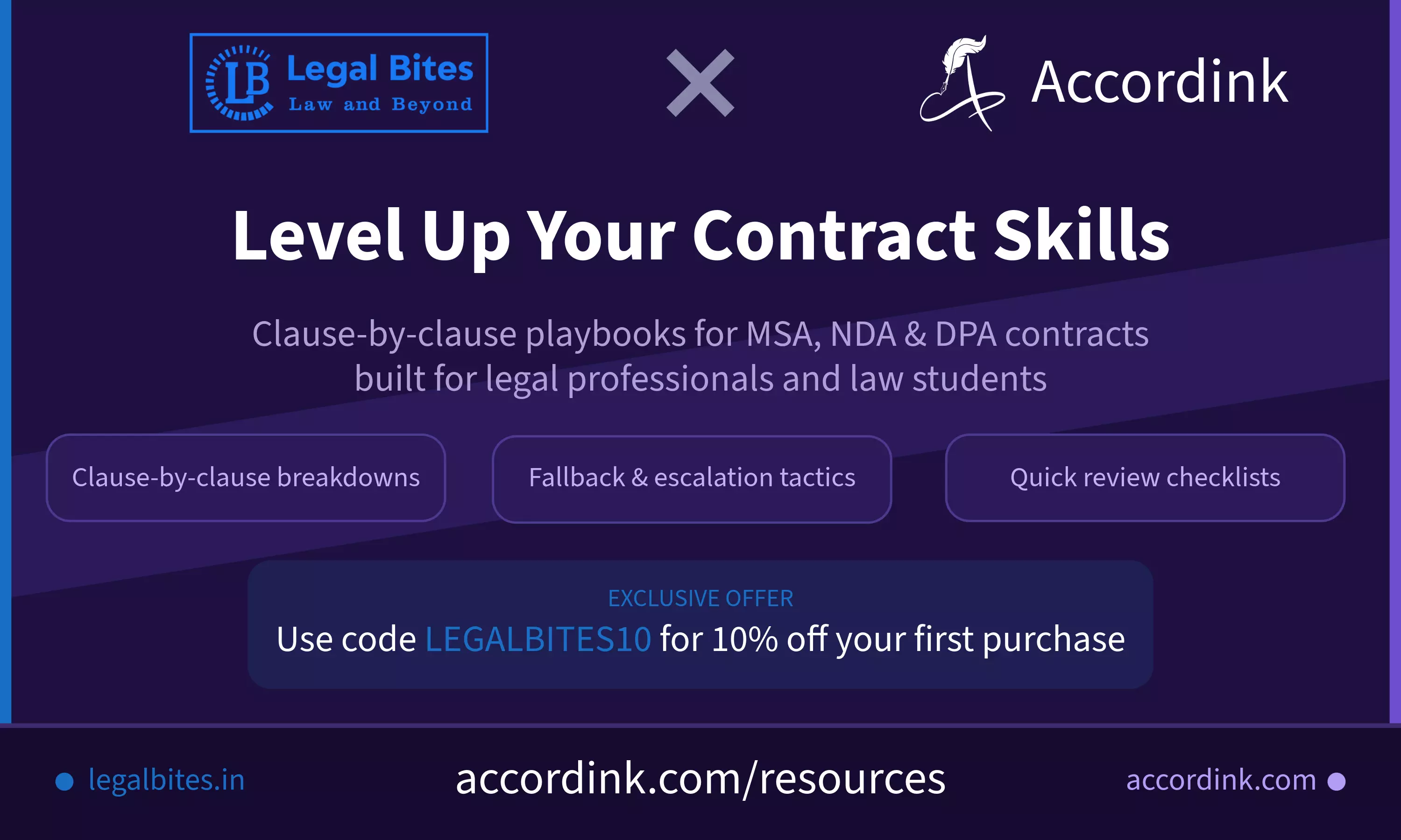 Contract Playbooks for Legal Professionals (MSA, NDA, DPA) Accordink with Legal Bites Contract Playbooks for Legal Professionals (MSA, NDA, DPA) Accordink with Legal Bites