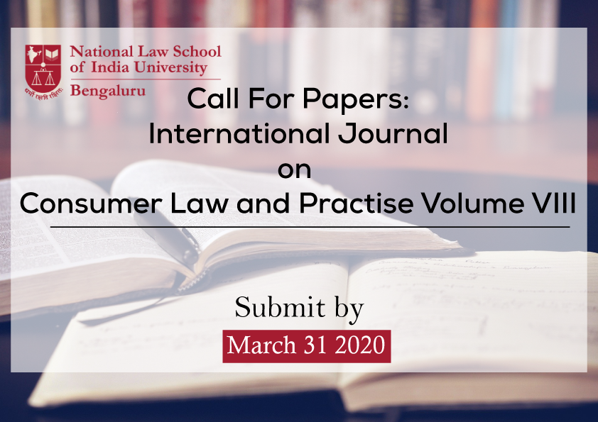 Call For Papers International Journal On Consumer Law and Practise Volume VIII