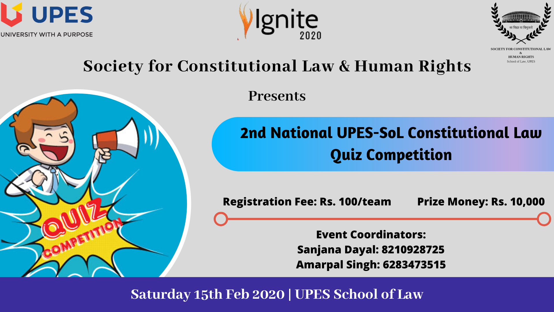 2nd National UPES SOL Constitutional Law Quiz Competition 2020
