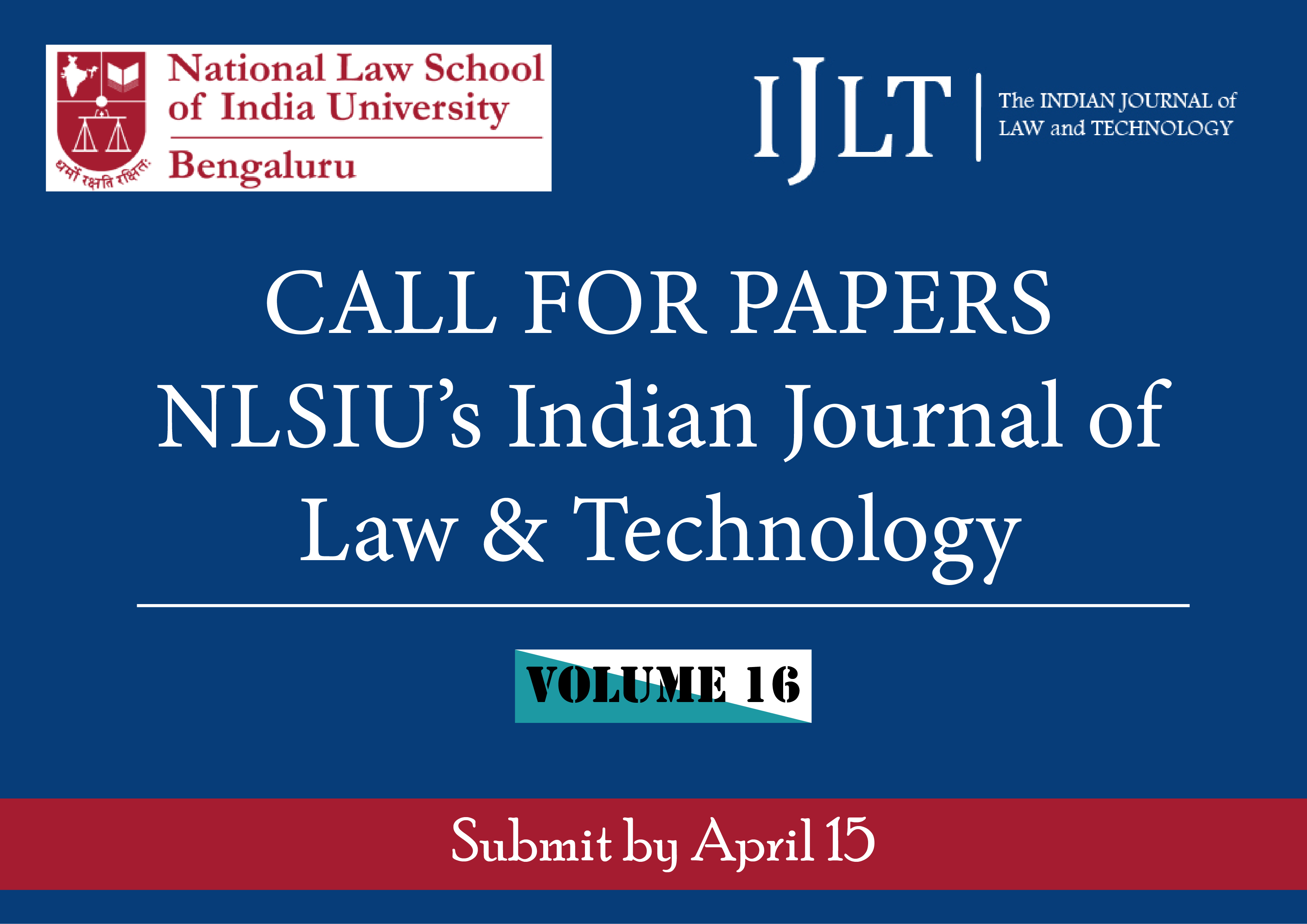 Call for Papers: NLSIU’s Indian Journal of Law & Technology Vol. 16