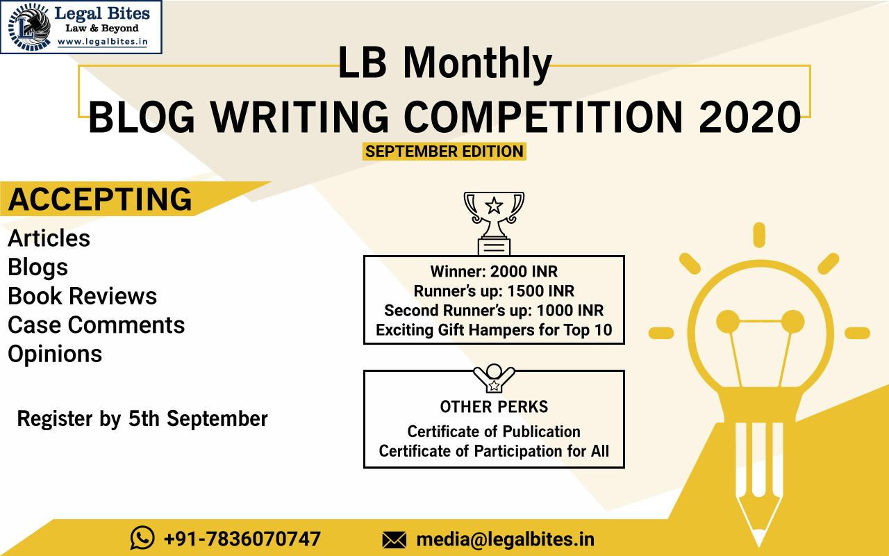 Legal Bites Monthly Blog Writing Competition September 2020