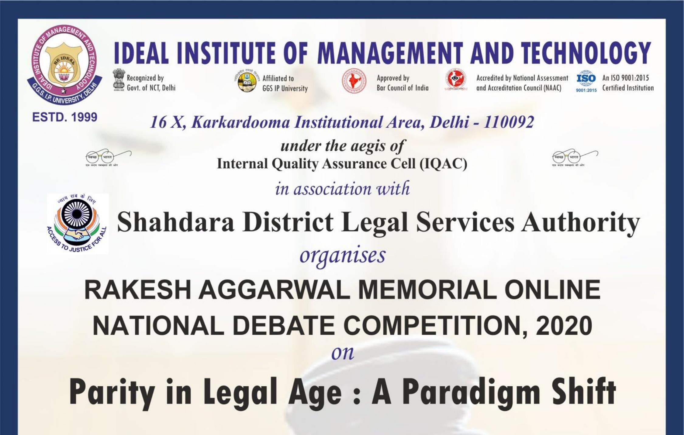 Rakesh Aggarwal Memorial National Debate Competition 2020 | IIMT & School of Law