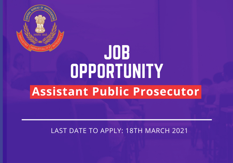 JOB: Assistant Public Prosecutor CBI | Central Bureau of Investigation