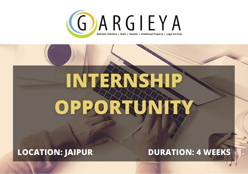 Internship Opportunity: Taxation Dept, Gargieyas | Jaipur [May-June] 2021