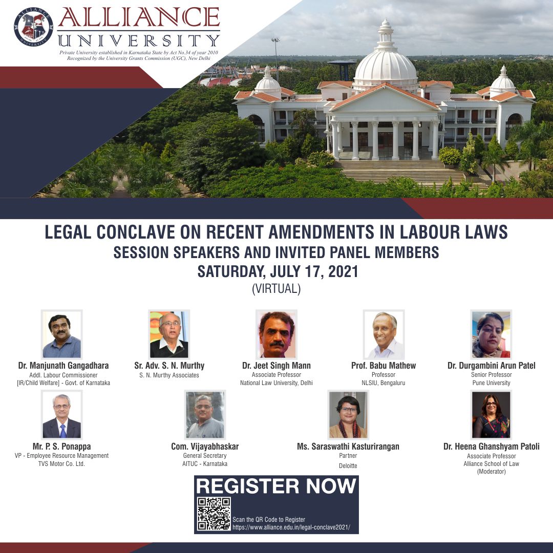 Alliance University Legal Conclave on Labour Laws | July 17, 2021