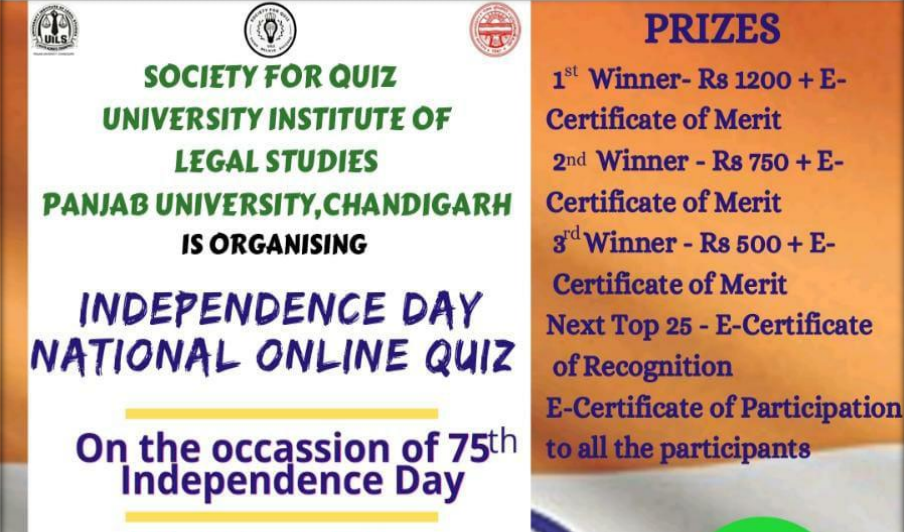 Independence Day National Online Quiz | University Institute of Legal Studies, Panjab University, Chandigarh