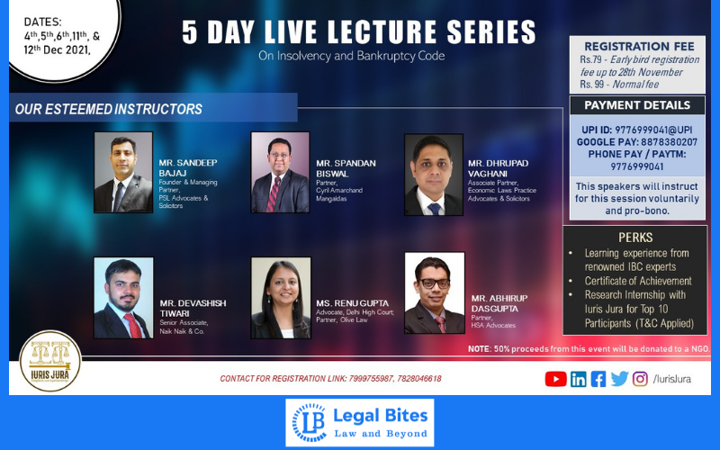 5 Day Live Lecture Series on IBC (Insolvency and Bankruptcy Code) | Iuris Jura