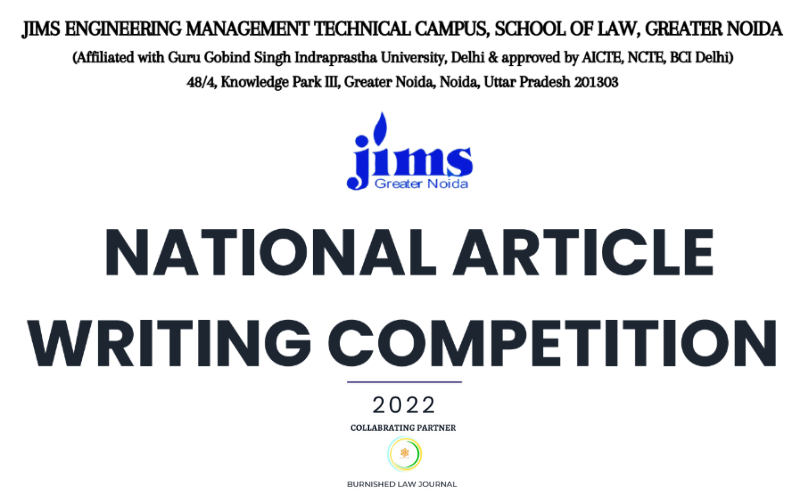JIMS National Article Writing Competition, 2022 | School of Law (SoL), JIMS Engineering Management Technical Campus